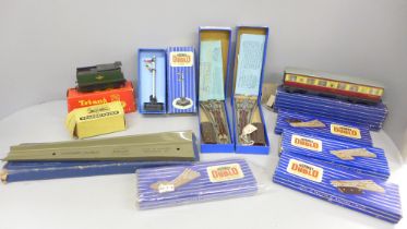 Model railway accessories, Pyramid Toys N.E. Open Wagon, Tri-ang R.38 Tender, D11 Corridor Coach,