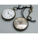 Two silver fob watches