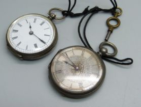 Two silver fob watches