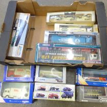 Eleven Corgi and other model vehicles including Eddie Stobart HGV, boxed