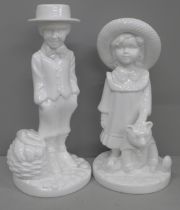 A pair of Spode figures by Pauline Shone, Elizabeth and Daniel