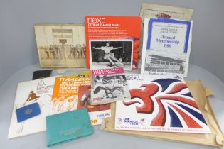 Sports ephemera including Olympic Games 1948 ticket stub and an unopened 2012 Team GB scarf