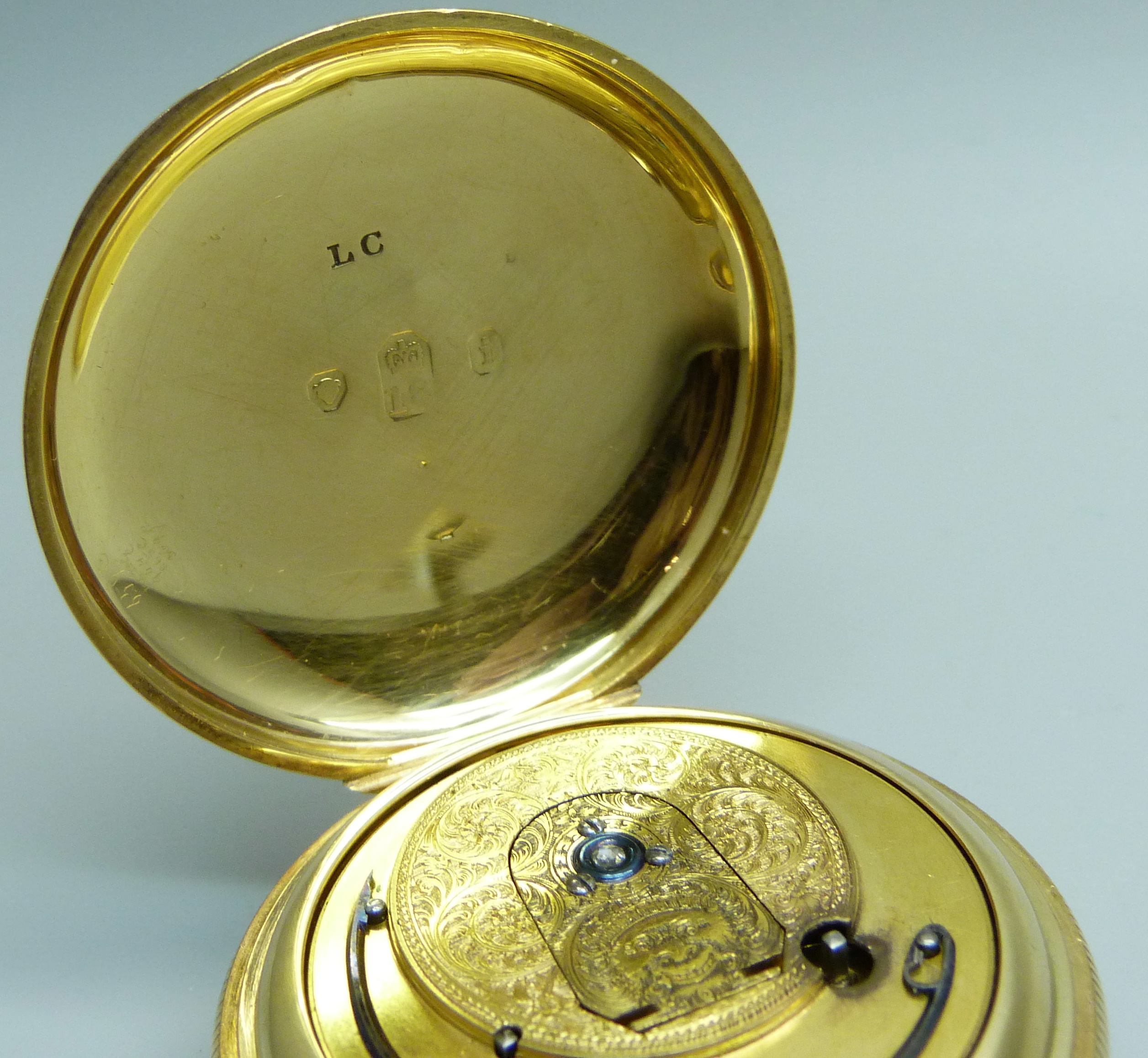 An 18ct gold fusee pocket watch with diamond end stone, by J.E. Lawson, Bishopsgate Within, the case - Image 6 of 9