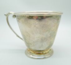 A silver Christening cup, Birmingham 1957, 91g, 7cm, with inscription dated 1958