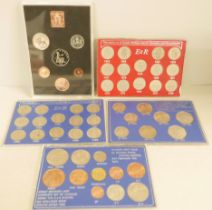 English and Scottish shilling sets, a 1971 coin set, a first decimal coin set (1968-1970) and