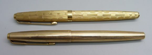 Two Parker gold plated ink pens