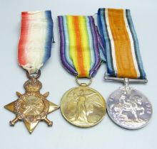 A trio of WWI medals to L-7863 Pte. W. Burton East Kent Regiment