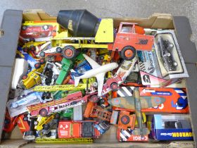 A collection of die-cast model vehicles including Corgi and Tri-ang