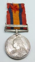 A Queen's South Africa medal with Cape Colony bar to 4475 Pte. C. Smith Northumberland Fusiliers