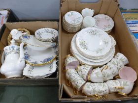 A collection of Royal Albert china, Moonlight Rose, Brigadoon, Lady Hamilton, Haworth and Braemar (