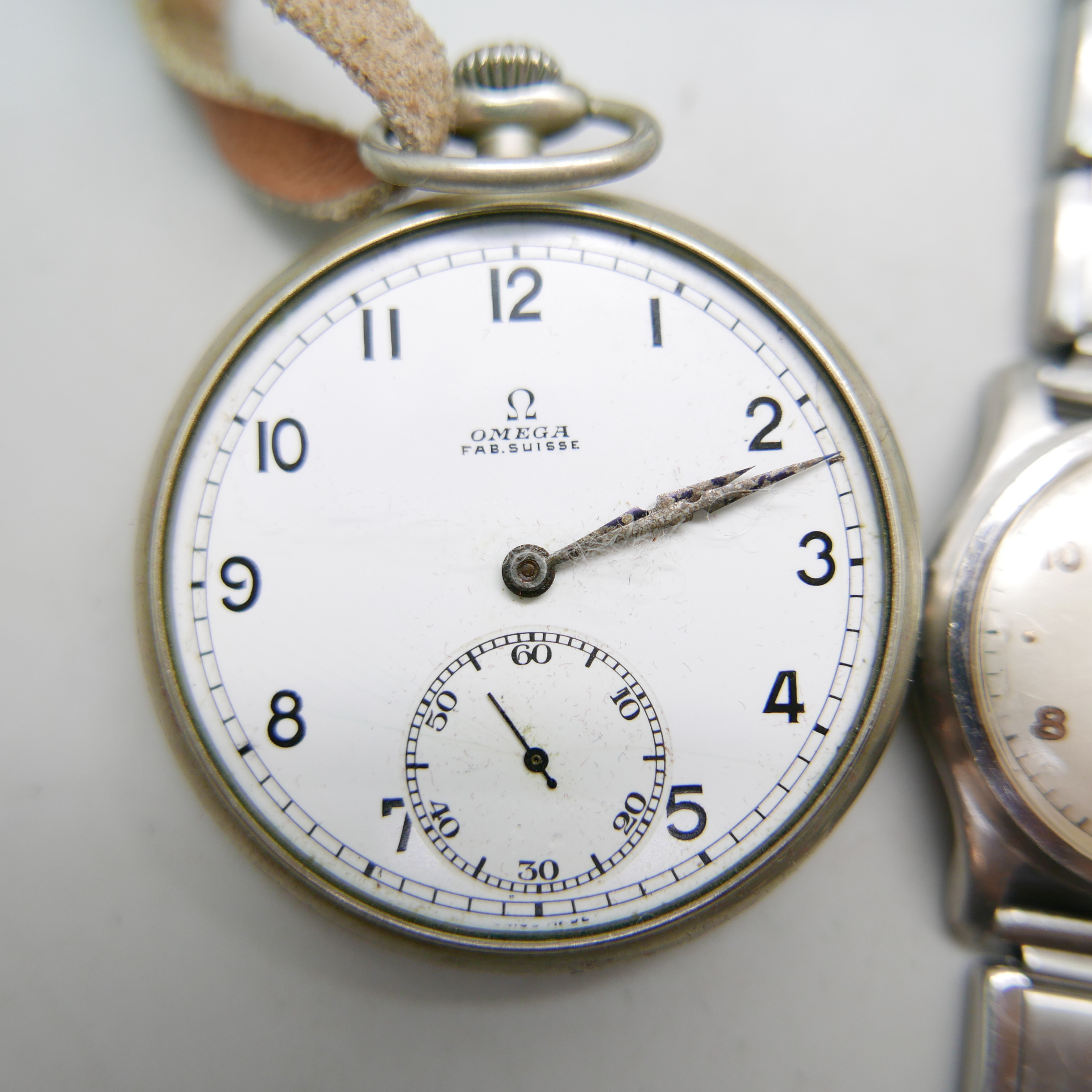 A Cyma Watersport wristwatch and an Omega top wind pocket watch, lacking glass - Image 2 of 2