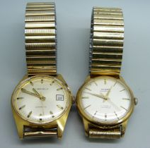 Two wristwatches, Caravelle automatic with date and Flora