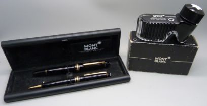 A Mont Blanc Meisterstuck pen set, number 146 with original ink, serial number 104893