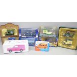 A collection of nine die-cast model vehicles; Days Gone HRH The Prince of Wales 60th Birthday Set,