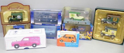 A collection of nine die-cast model vehicles; Days Gone HRH The Prince of Wales 60th Birthday Set,