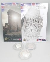 Three London 2012 Olympics five pound proof coins, including The Mind Series Stonehenge sterling