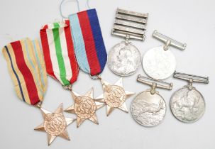 A family group of seven medals including Queen's South Africa Medal to 240 Pte GH Kemp Marshall's