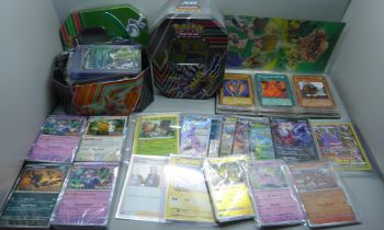 Three boxes of Pokemon Trading Cards including four sealed packs, Japanese issues, many in plastic