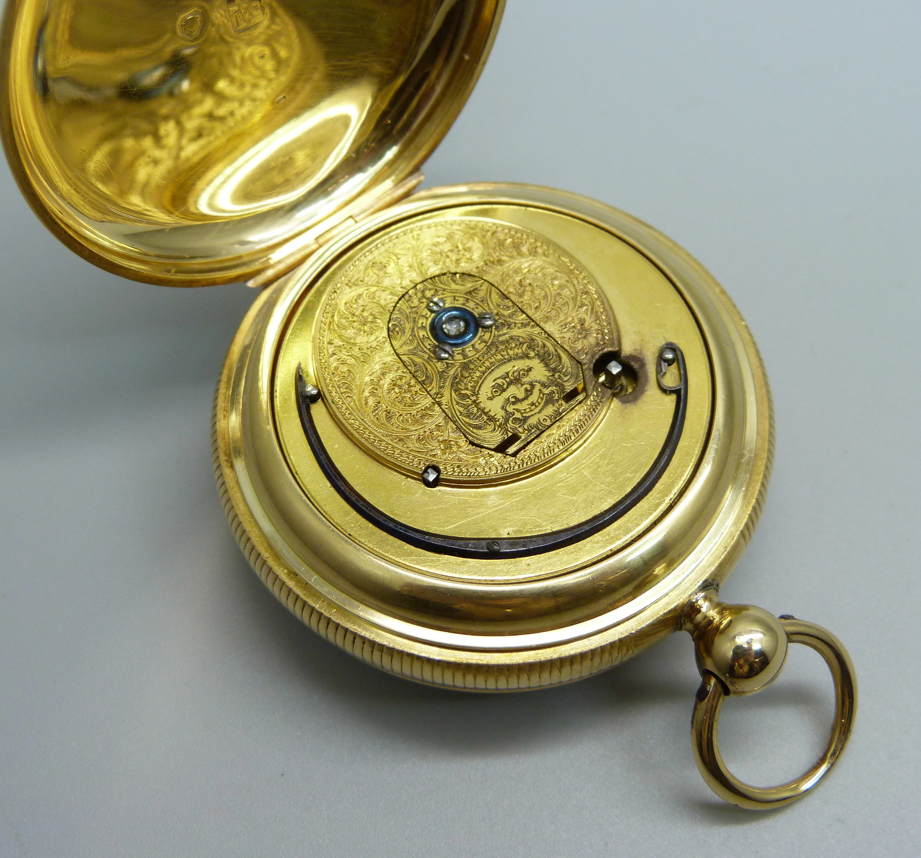 An 18ct gold fusee pocket watch with diamond end stone, by J.E. Lawson, Bishopsgate Within, the case - Image 7 of 9