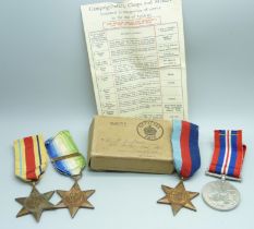 Four WWII medals including The Atlantic Star with France and Germany bar