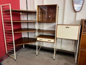 A Staples Ladderax teak and white laminate corner room divider