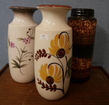 Three large West German vases