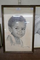 J. Macdonald Henry, four portraits of children, pencil sketches, framed