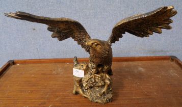 A spelter figure of an eagle