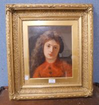 J. A. Elmore, portrait of a young girl, oil on board, framed