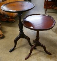 Two mahogany tripod wine tables