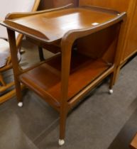 A teak two tier trolley