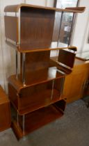 A walnut and chrome four tier room divider