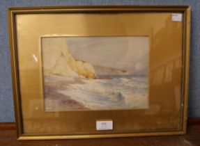 C.W. Adderton, coastal landscape, watercolour, framed