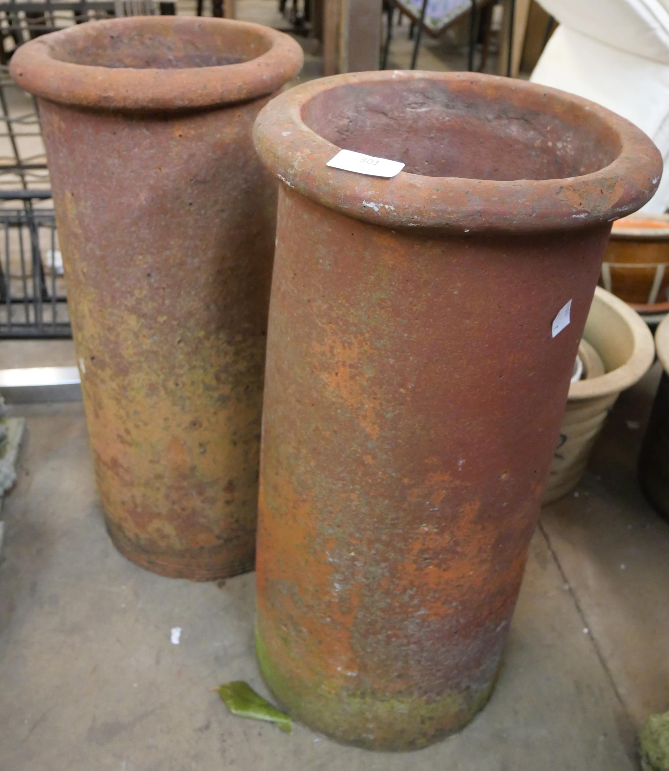 A pair of terracotta chimney-pots