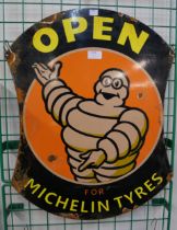 An enamelled Michelin Tyres advertising sign