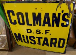 A large Colman's Mustard advertising sign