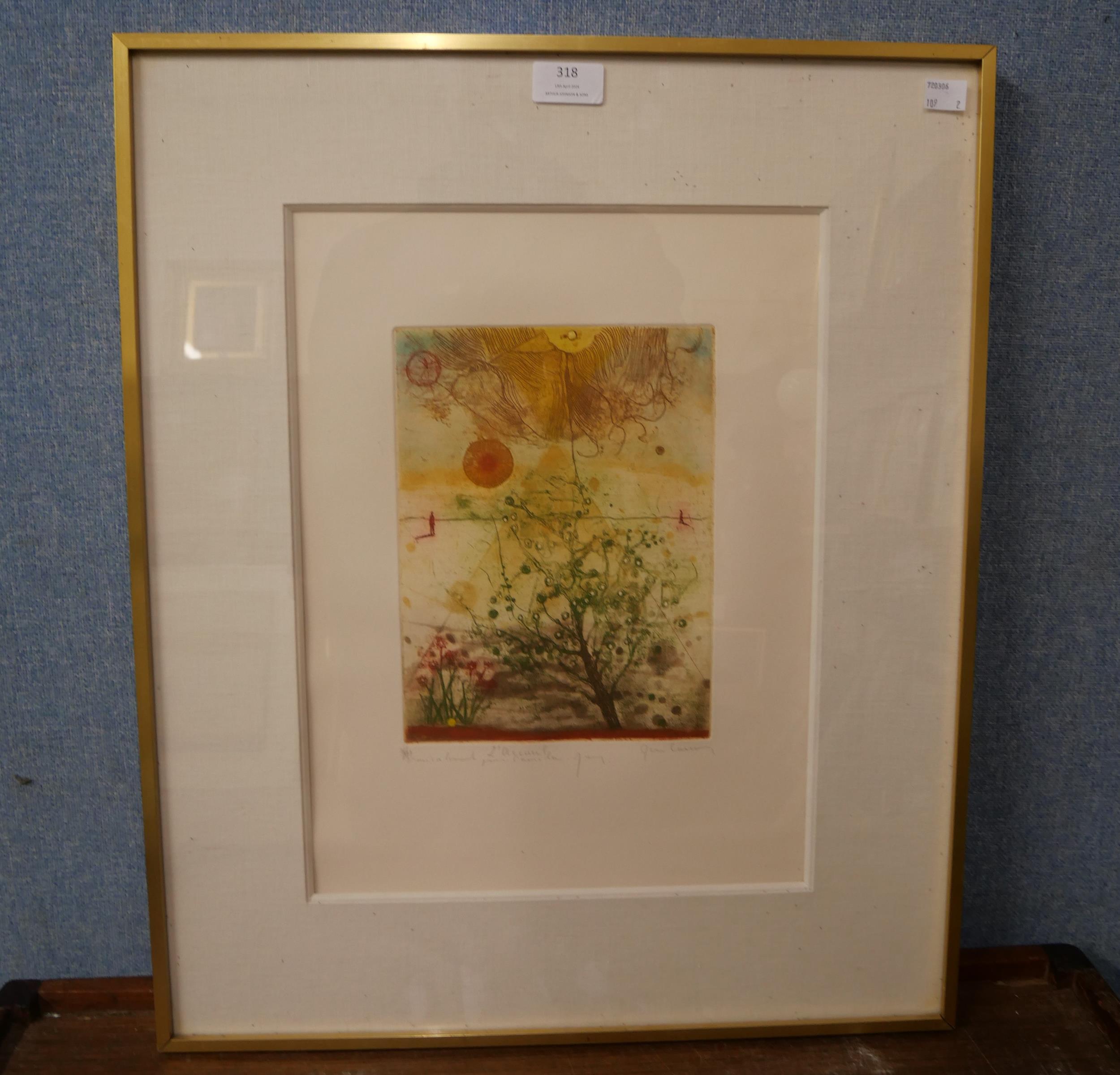 Rene Carcan, two engraved etchings, framed - Image 2 of 2