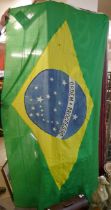 A large vintage Brazilian national flag