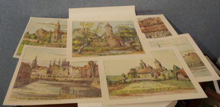 Assorted illustration of city scenes by F.M Jansen