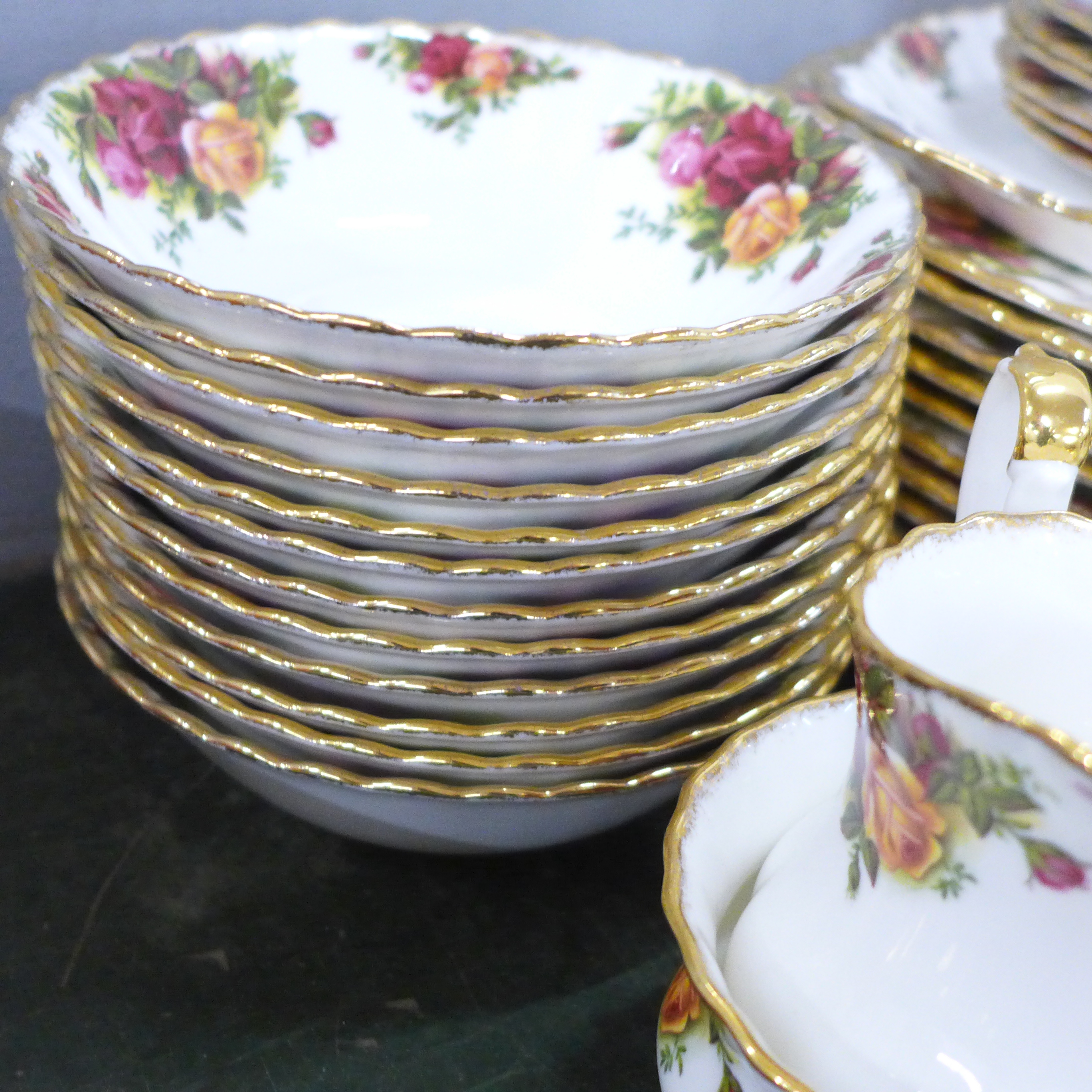 Royal Albert Old Country Roses tea and dinnerwares, 12 dinner plates, 12 bowls, 6 setting tea set, - Image 2 of 4