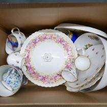A collection of plated ware including a cased goblet set, a collection of china including a Royal