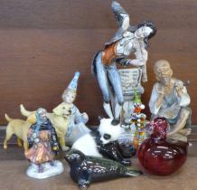 A USSR model of a panda, a Royal Doulton figure of Good King Wenceslas and other models of animals