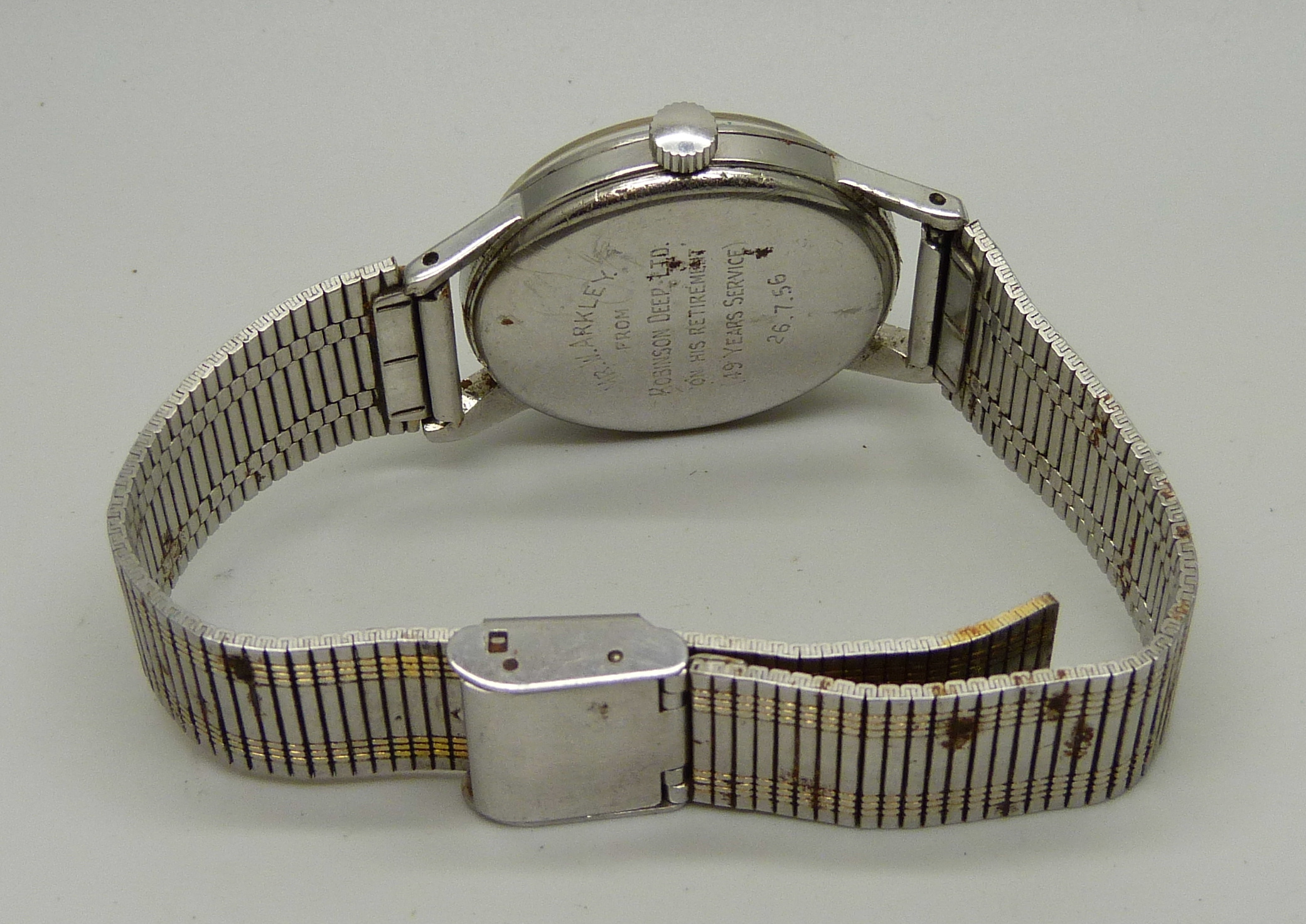 A gentleman's Omega wristwatch with subsidiary second hand, the case back bears inscription dated - Image 6 of 6