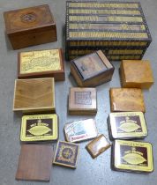 A porcupine quill box, with bone inlay, other wooden boxes and tins **PLEASE NOTE THIS LOT IS NOT