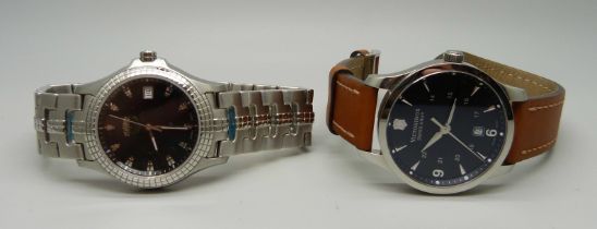 A gentleman's Roamer black faced wristwatch and a gentleman's Victorinox wristwatch