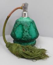 A 1920s/30s malachite glass perfume atomiser