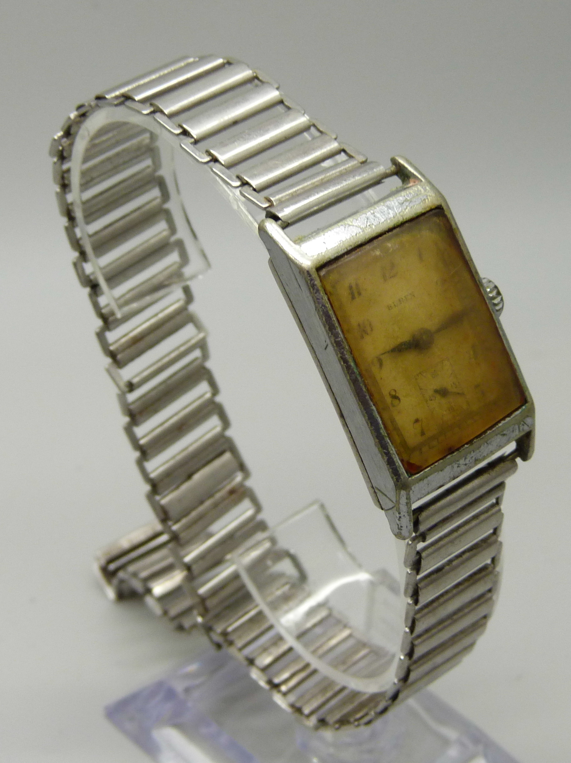 A gentleman's Buren Art Deco rectangular 1930s steel wristwatch - Image 4 of 6