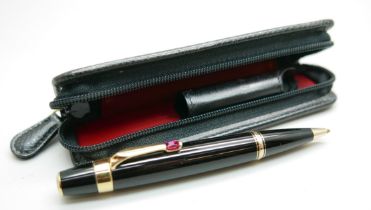 A cased Mont Blanc Boheme ballpoint pen set with a ruby, GD1071387