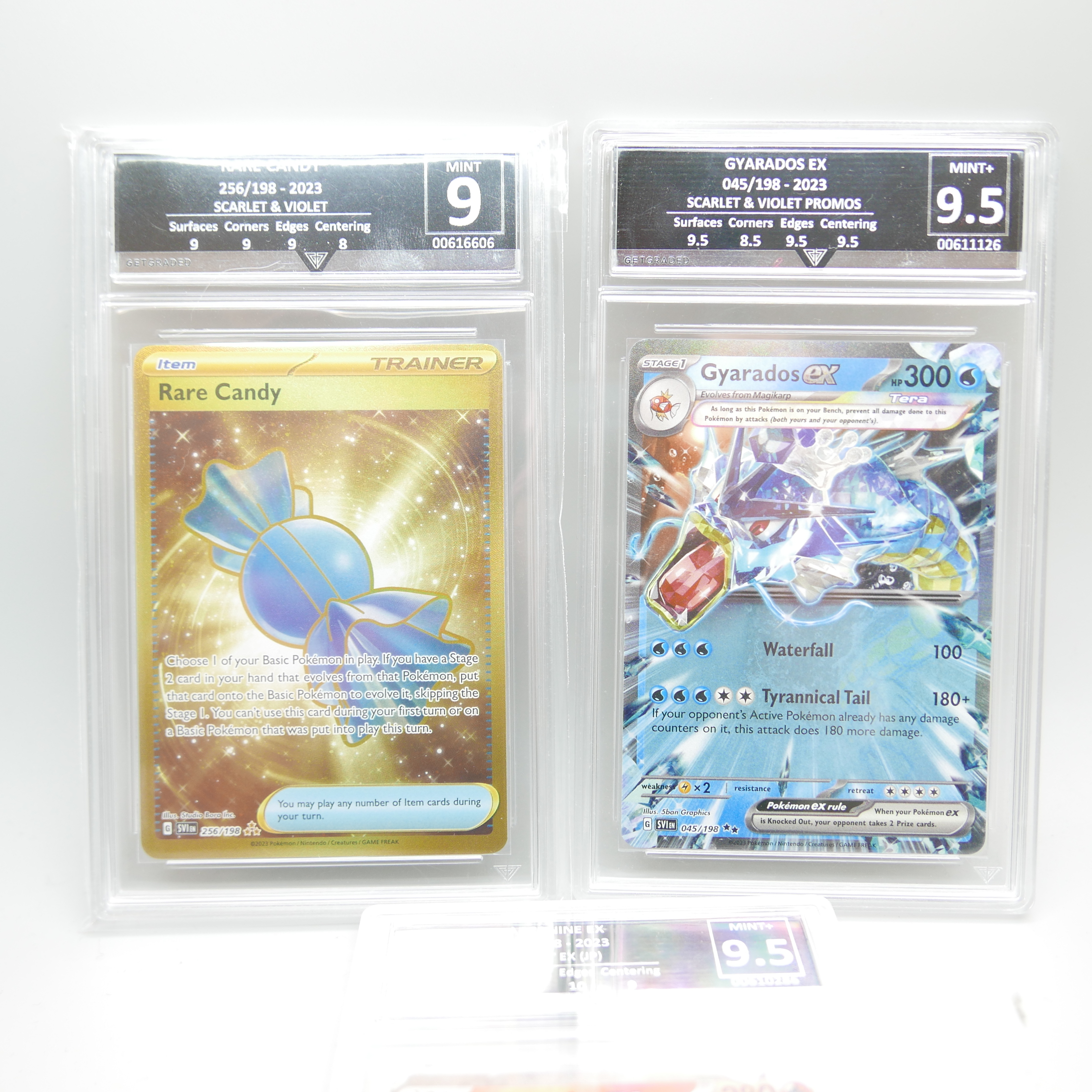 Three Getgraded Pokemon cards, Arcanine Ex and Gyardos Ex, 9.5 mint + and Rare Candy 9 mint - Image 2 of 3