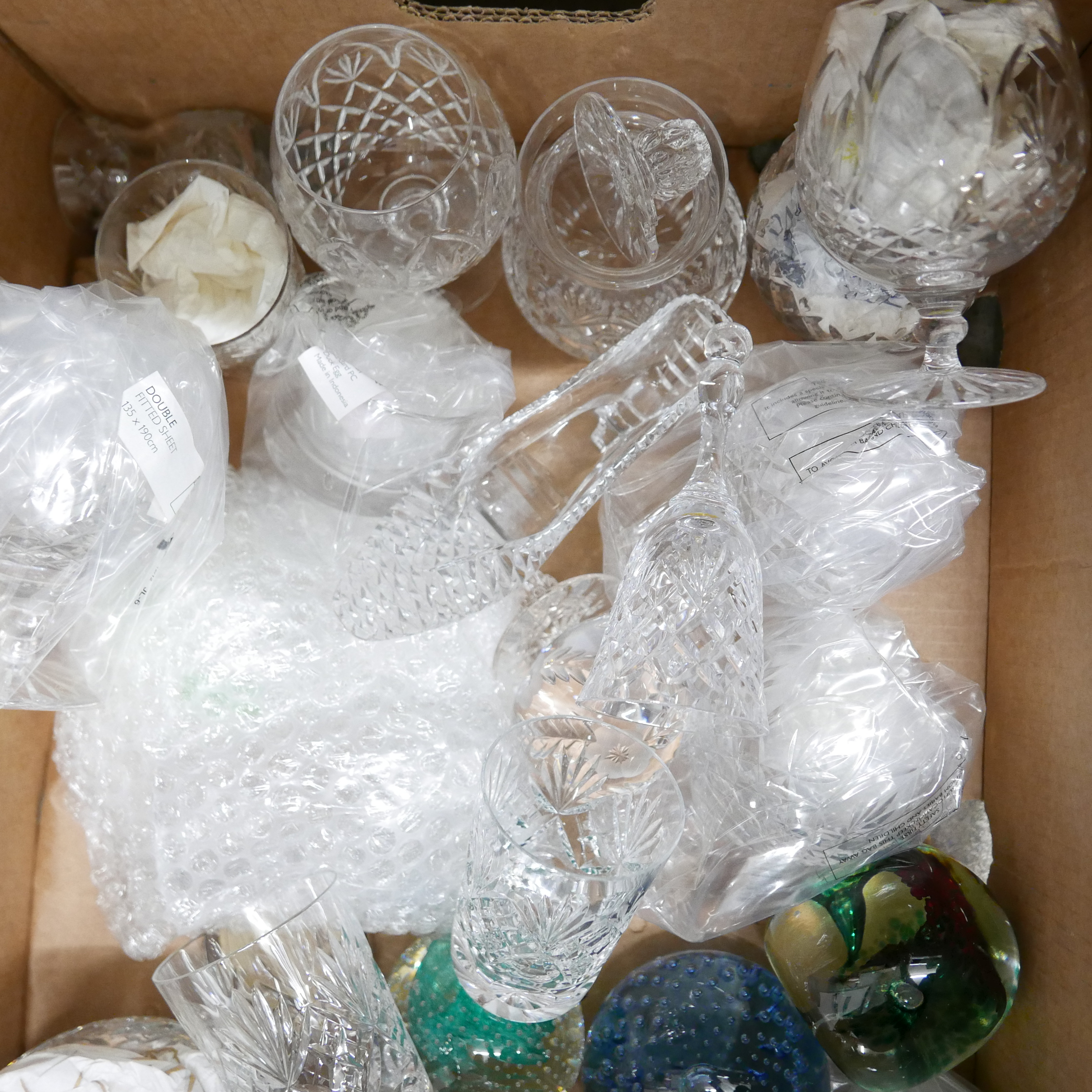 A box of mixed crystal and glass and paperweights including Caithness **PLEASE NOTE THIS LOT IS - Image 2 of 3